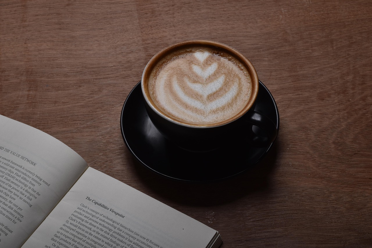 open book reading coffee
